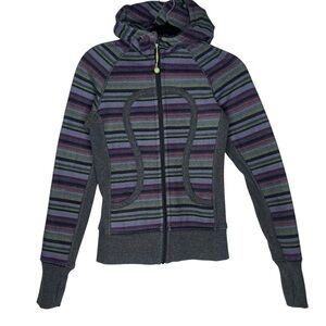 Lululemon Athletica Scuba Hoodie Poncho Stripe Long Sleeve Zip Up Size 2